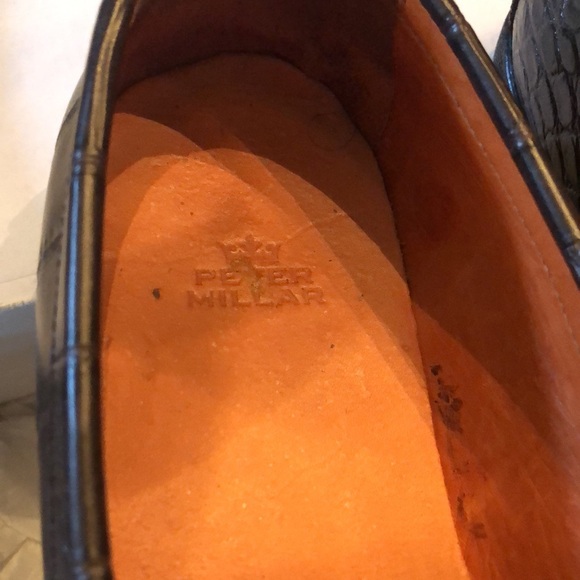Peter Millar Croc emboss leather equestrian toggle bit detail comfy loafers+box - Picture 3 of 10